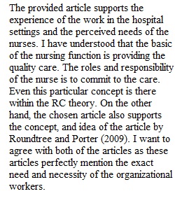 The Experience Of Work In Hospital Settings